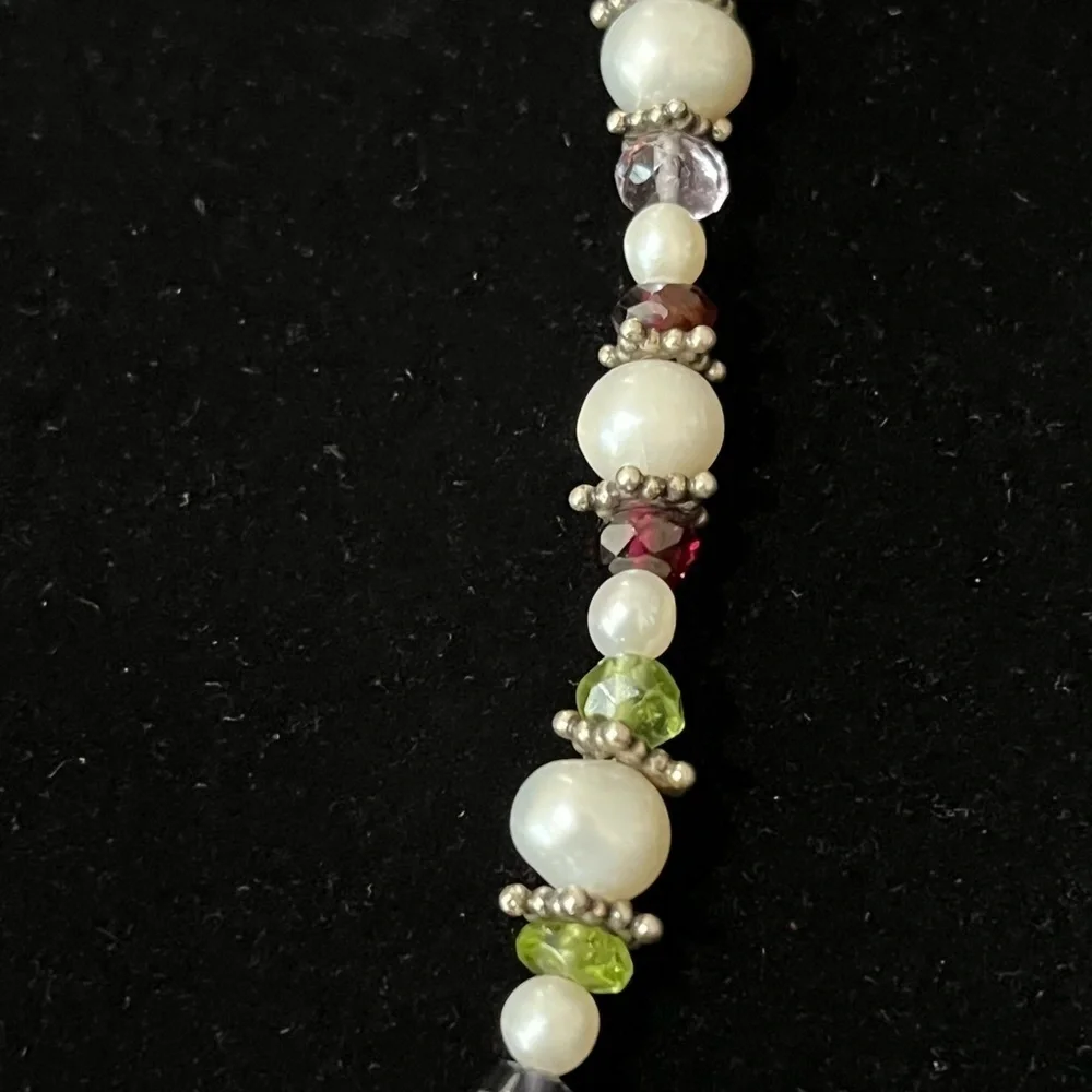 Genuine Freshwater Pearl, Garnet, Peridot, Citrine, Amethyst and SS Necklace